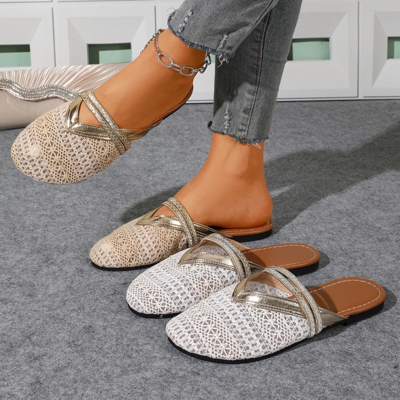 Slip On Mule Flat - Damskie letnie klapki na plażę z