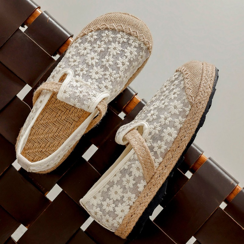 Women'S Shoes Vegan - Letnie damskie lniane klapki z ręcznym