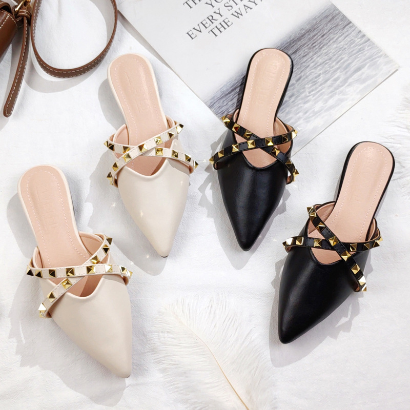 Slip On Mule Flat - Nowe klapki damskie na płaskiej podeszwie,