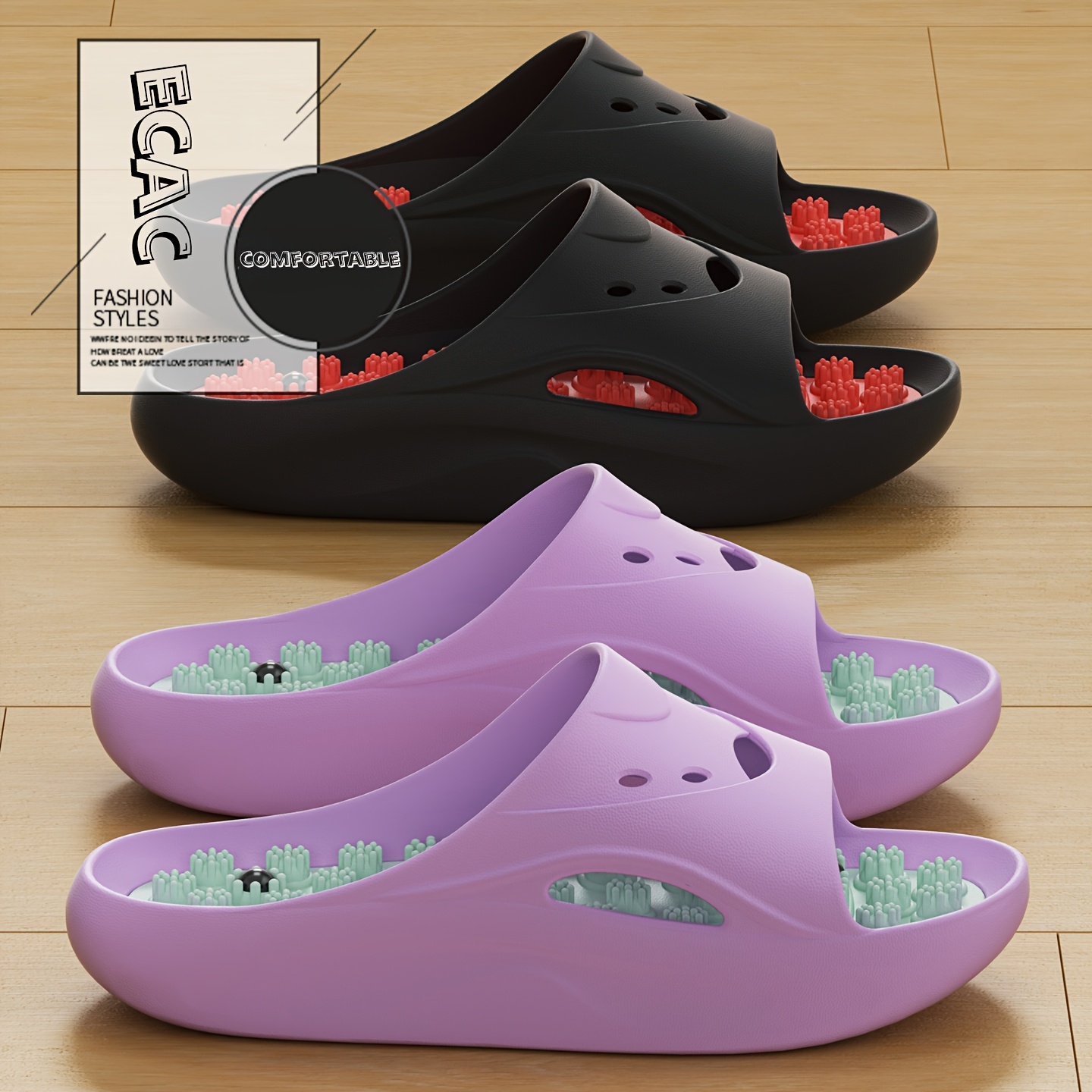 Mule Slip On - Damskie Męskie Klapki Masujące EVA z