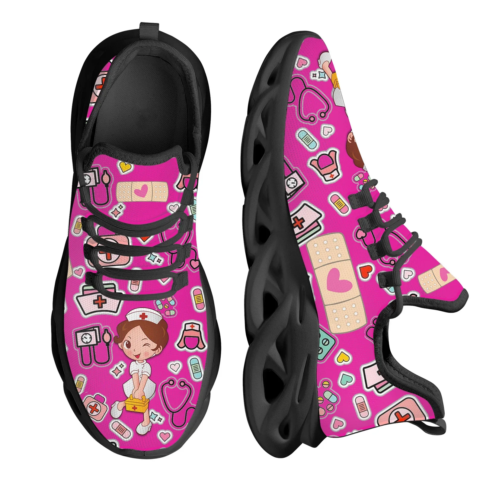 Women'S Shoes Nursing - Wzorzyste sneakersy damskie w stylu kawaii