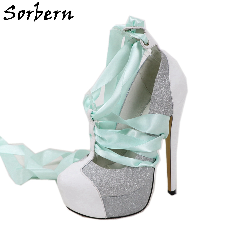 Ribbon Tie Heel - Sorbern Białe prawdziwe skórzane damskie czółenka