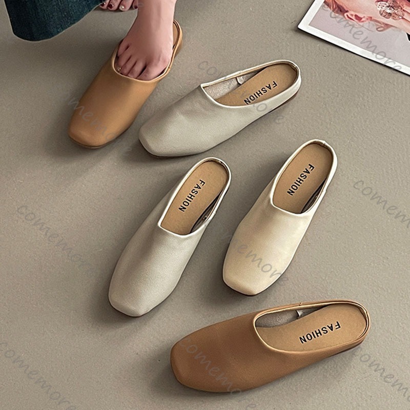 Slip On Mule Flat - Damskie klapki Comemore Retro Square Head
