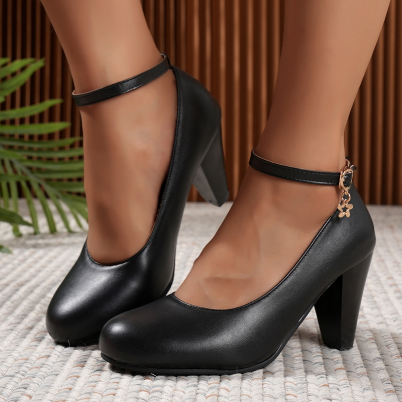 Women'S Shoes Big Feet - Eleganckie czarno-różowo-białe czółenka damskie na wysokim