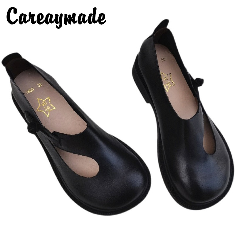 Women'S Shoes Round Toe - Careaymade-oryginalne skórzane duże buty w stylu
