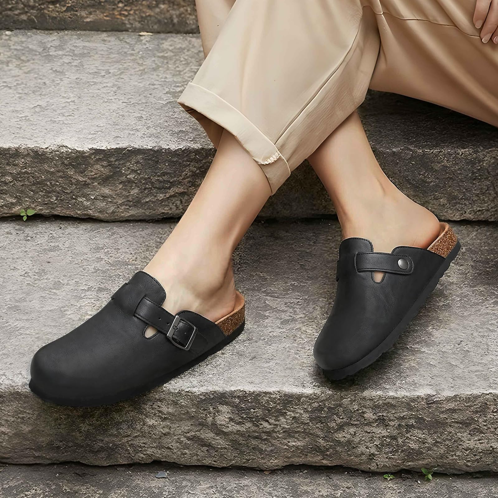 Women'S Shoes Vegan - Korkowe klapki Litfun z wegańskiej skóry,