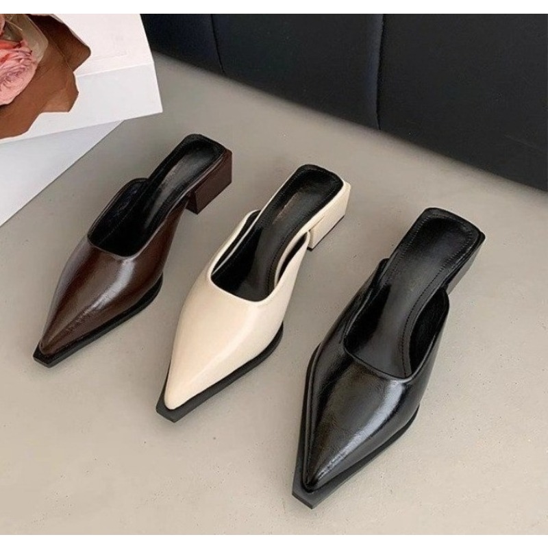 Mule Slip On - Nowe klapki na średnim obcasie z