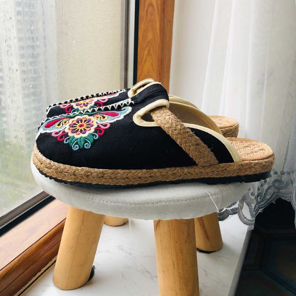 Women'S Shoes Vegan - Nowe damskie dorywczo lniane ręcznie haft