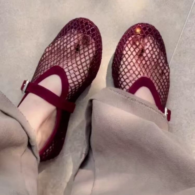 Women'S Shoes Round Toe - Ażurowe sandały Baotou z cyrkoniami damskie