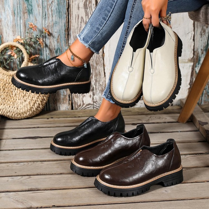 Women'S Shoes Round Toe - Damskie buty w stylu retro brytyjskim,