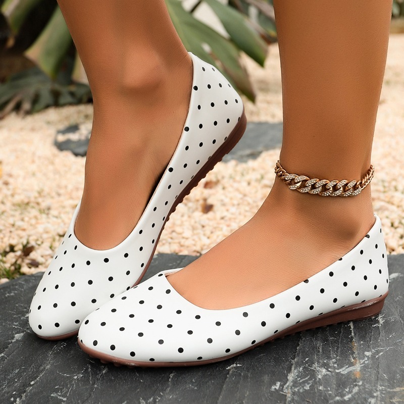 Damskie białe baleriny w kropk – Women'S Shoes Round Toe recenzja i cena