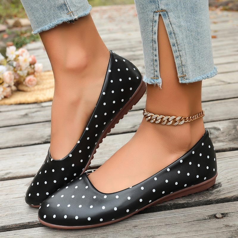 Damskie białe baleriny w kropk – Women'S Shoes Round Toe recenzja i cena