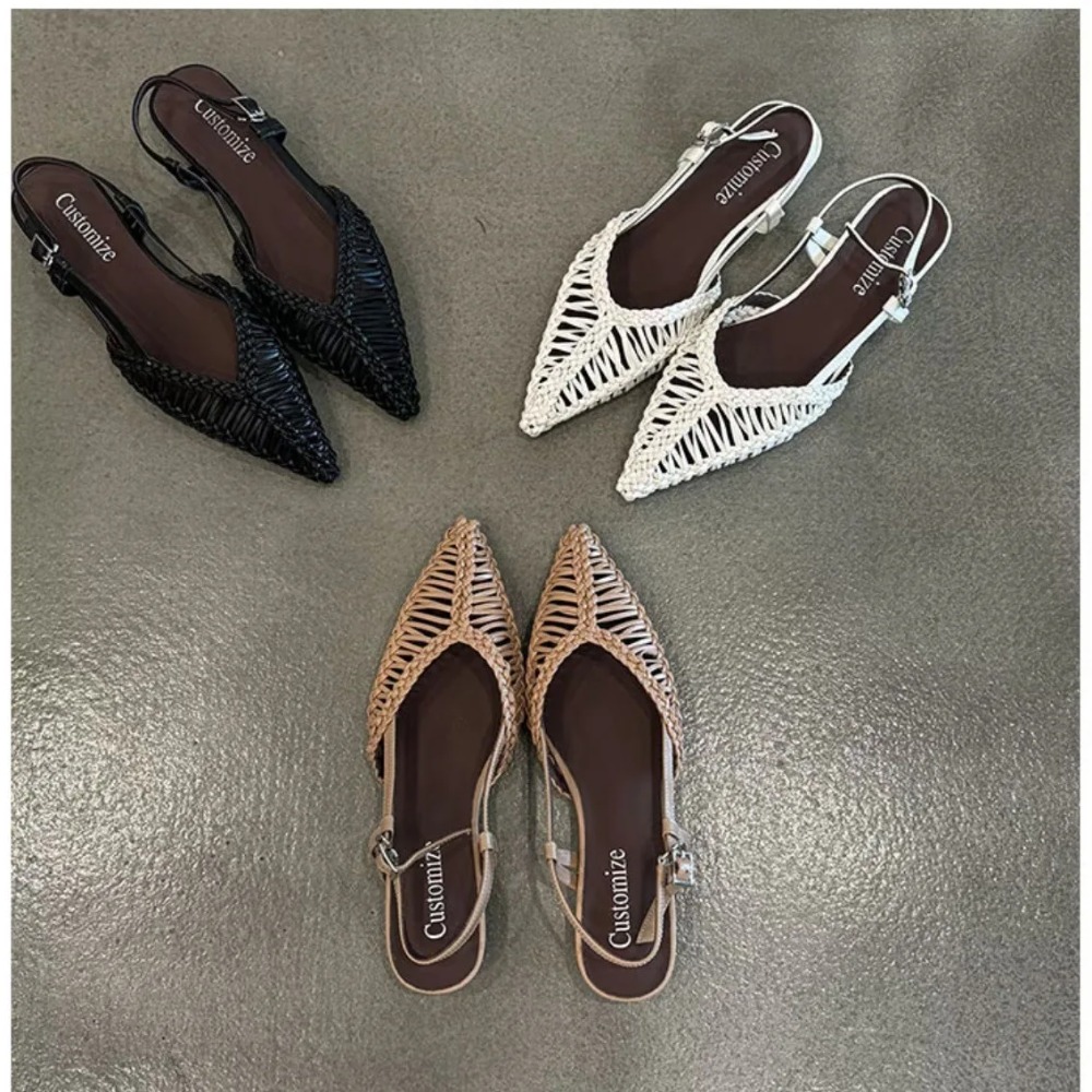 Szpiczaste, tkane sandały w st – Slip On Mule Flat recenzja i cena