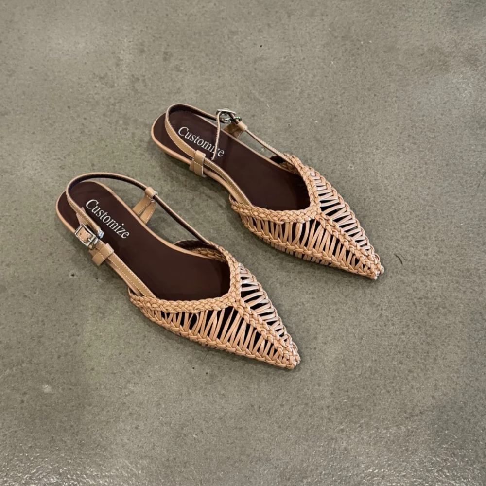 Szpiczaste, tkane sandały w st – Slip On Mule Flat recenzja i cena