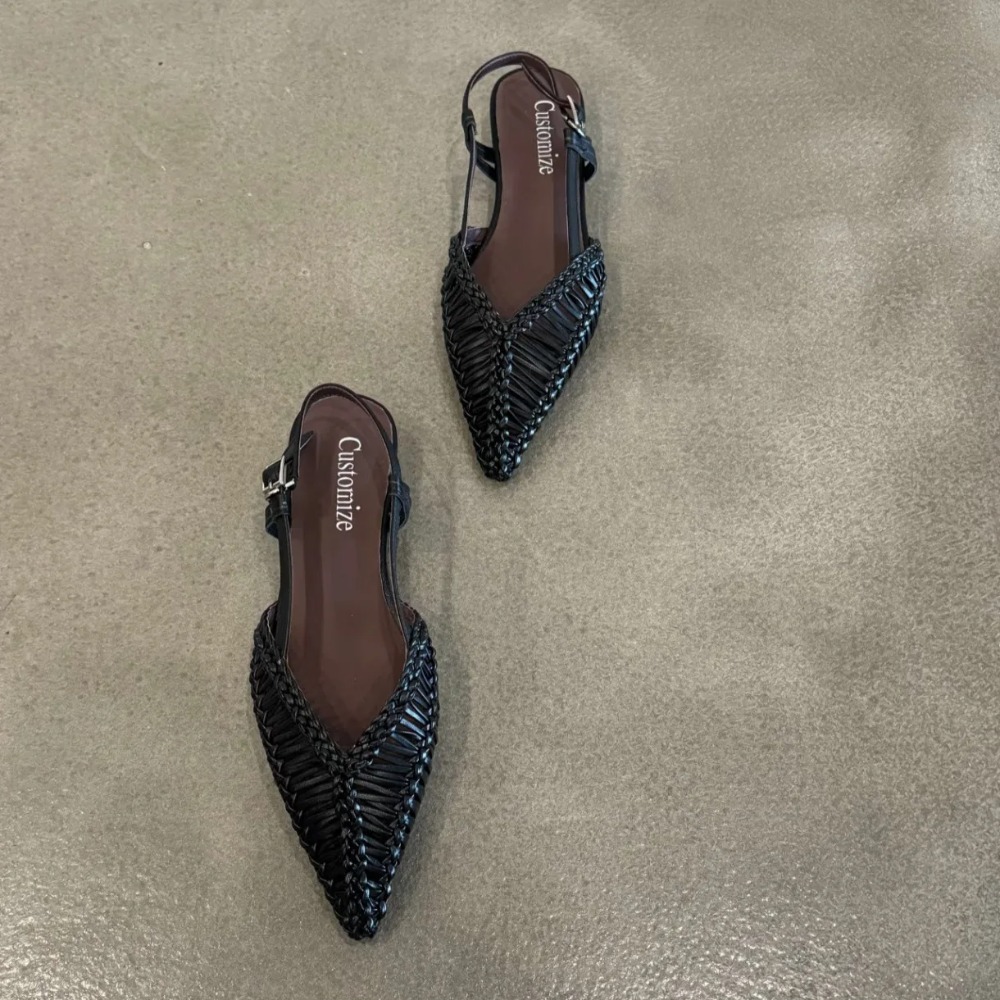 Szpiczaste, tkane sandały w st – Slip On Mule Flat recenzja i cena