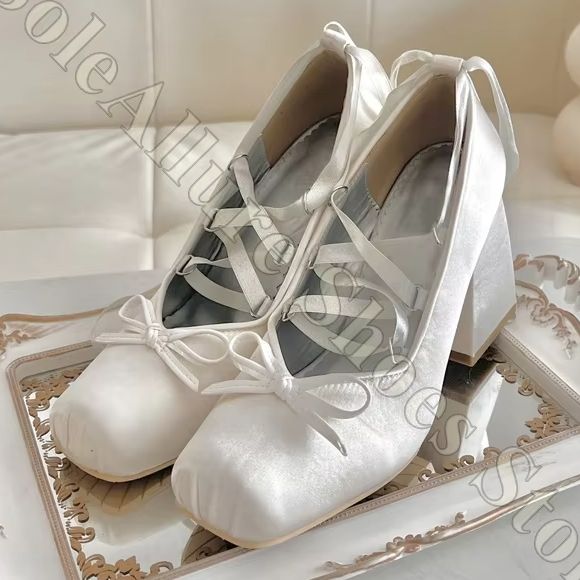 Damskie baleriny Y2K z satynow – Ribbon Tie Heel recenzja i cena