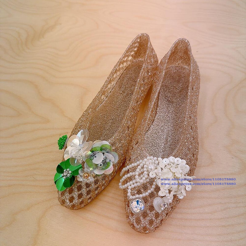 Złote brokatowe ażurowe płaski – Slip On Mule Flat recenzja i cena